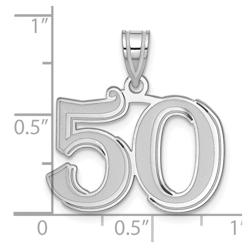 14kw Polished Etched Number 50 Pendant
