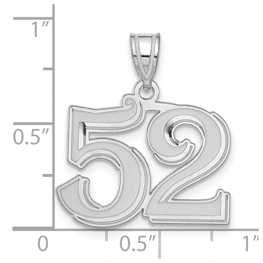 14kw Polished Etched Number 52 Pendant