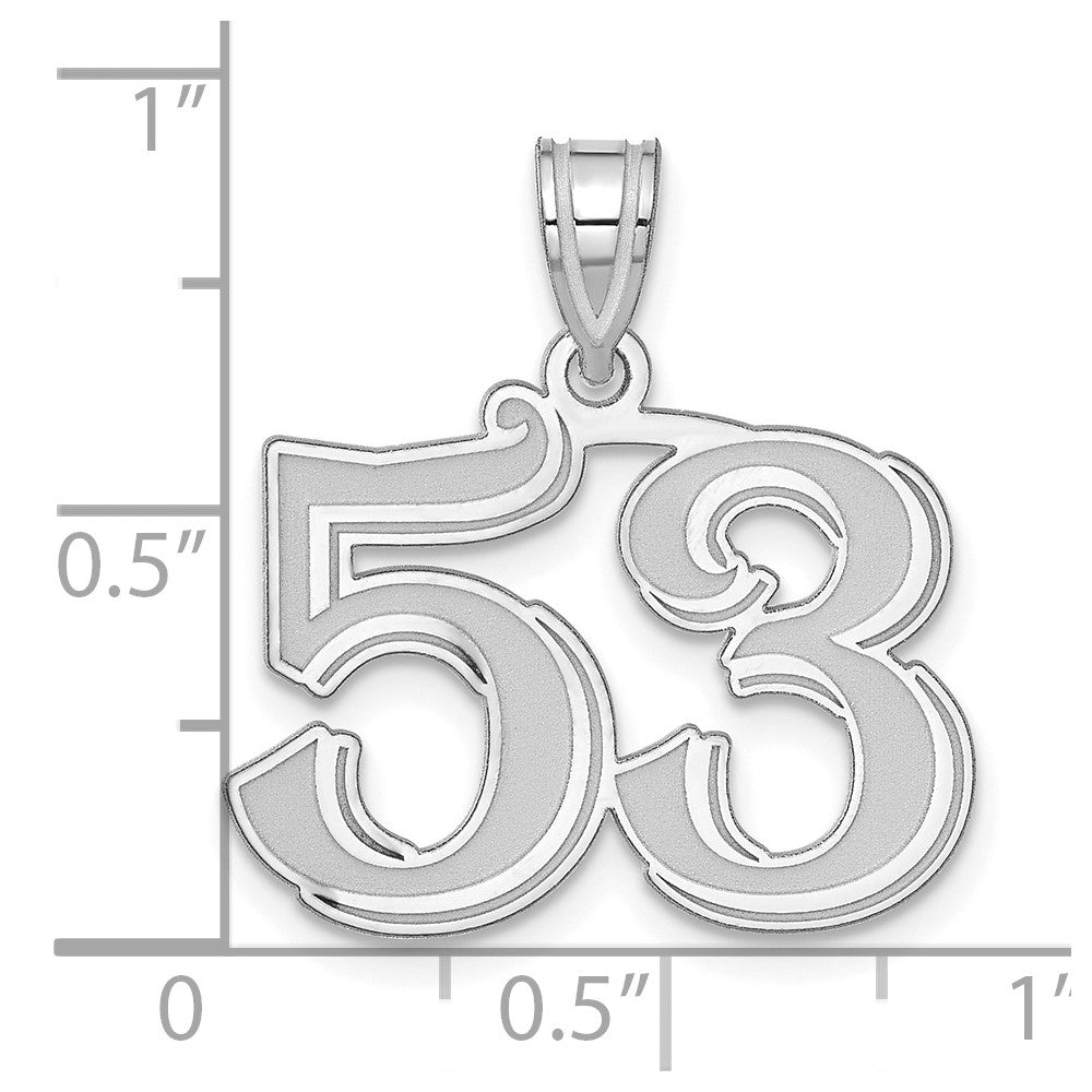 14kw Polished Etched Number 53 Pendant