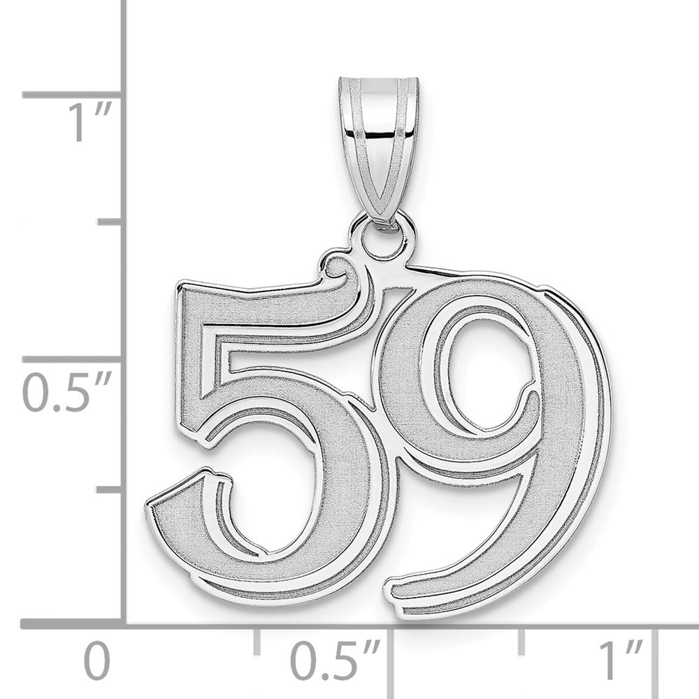 14kw Polished Etched Number 59 Pendant