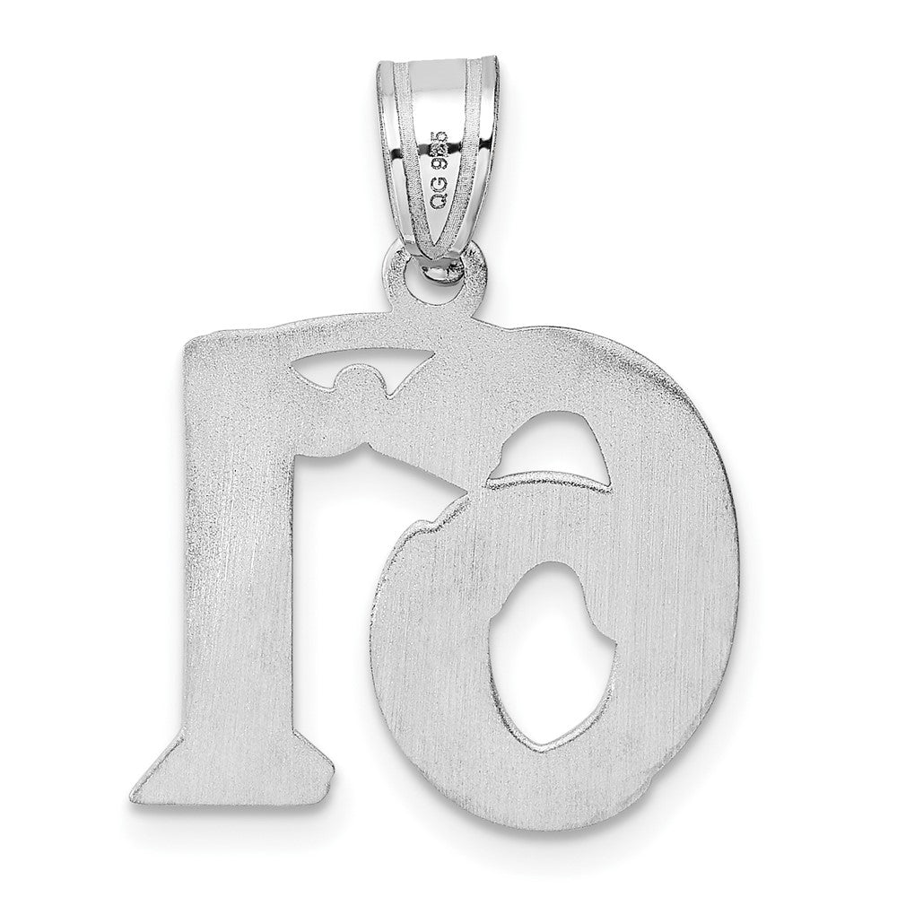 14kw Polished Etched Number 61 Pendant