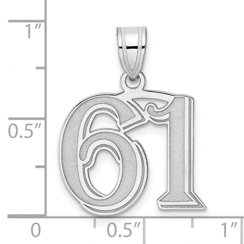 14kw Polished Etched Number 61 Pendant