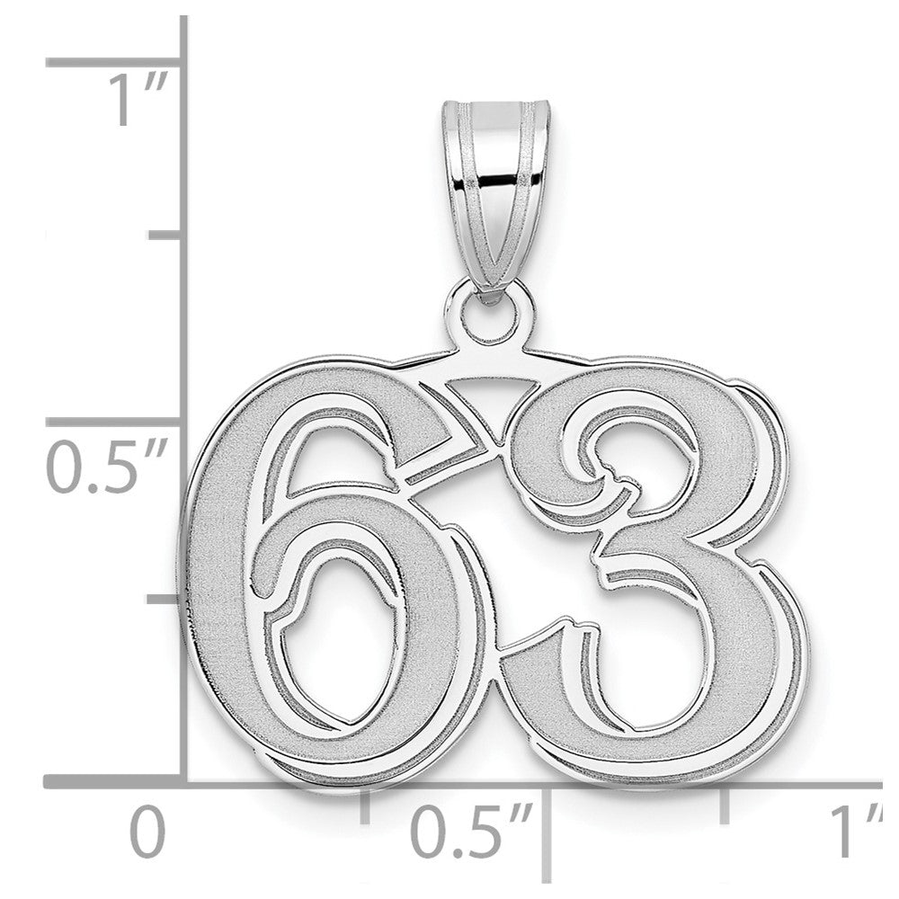 14kw Polished Etched Number 63 Pendant