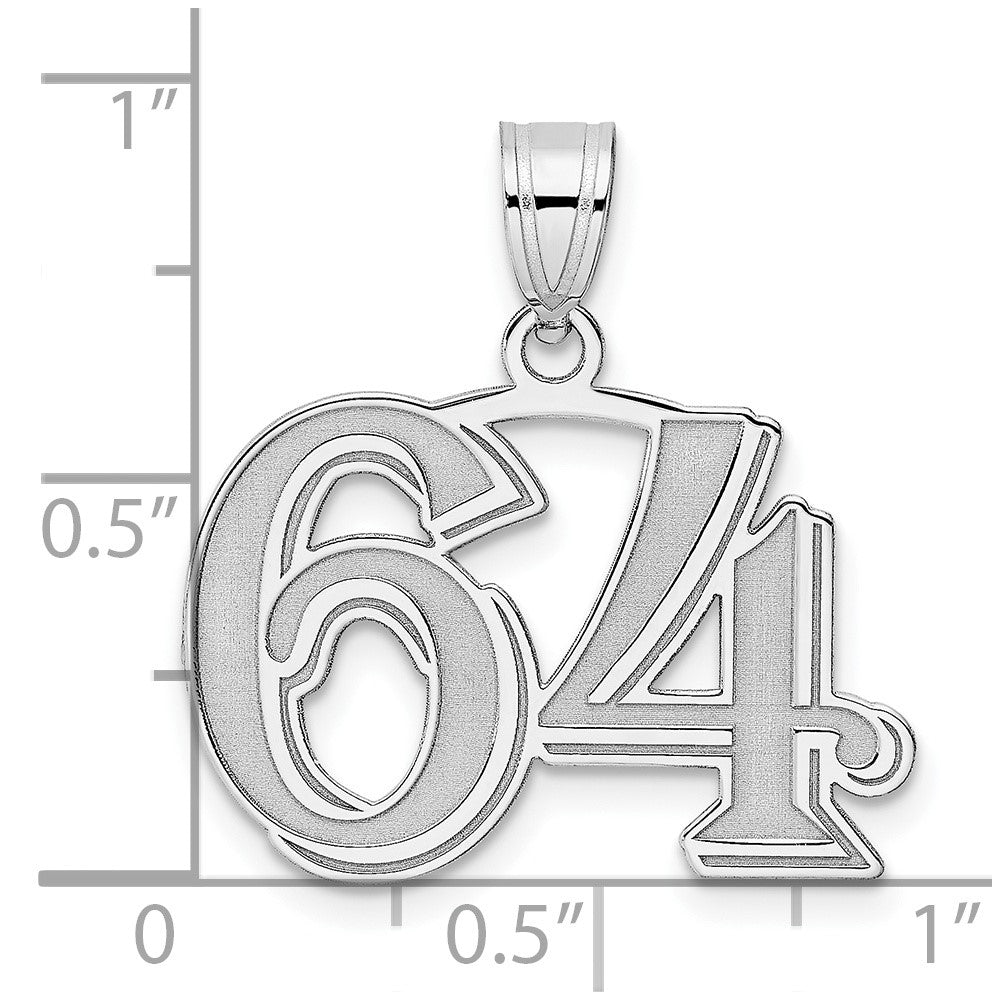 14kw Polished Etched Number 64 Pendant