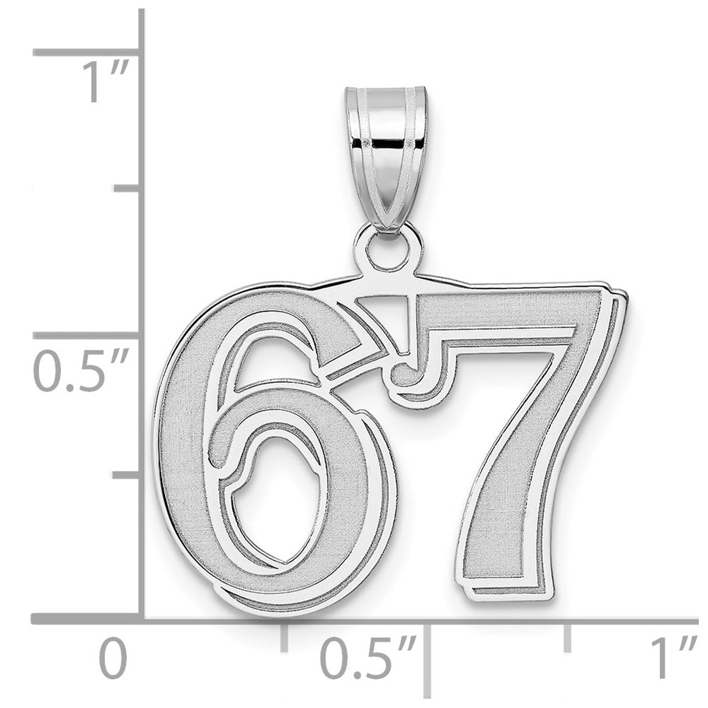14kw Polished Etched Number 67 Pendant