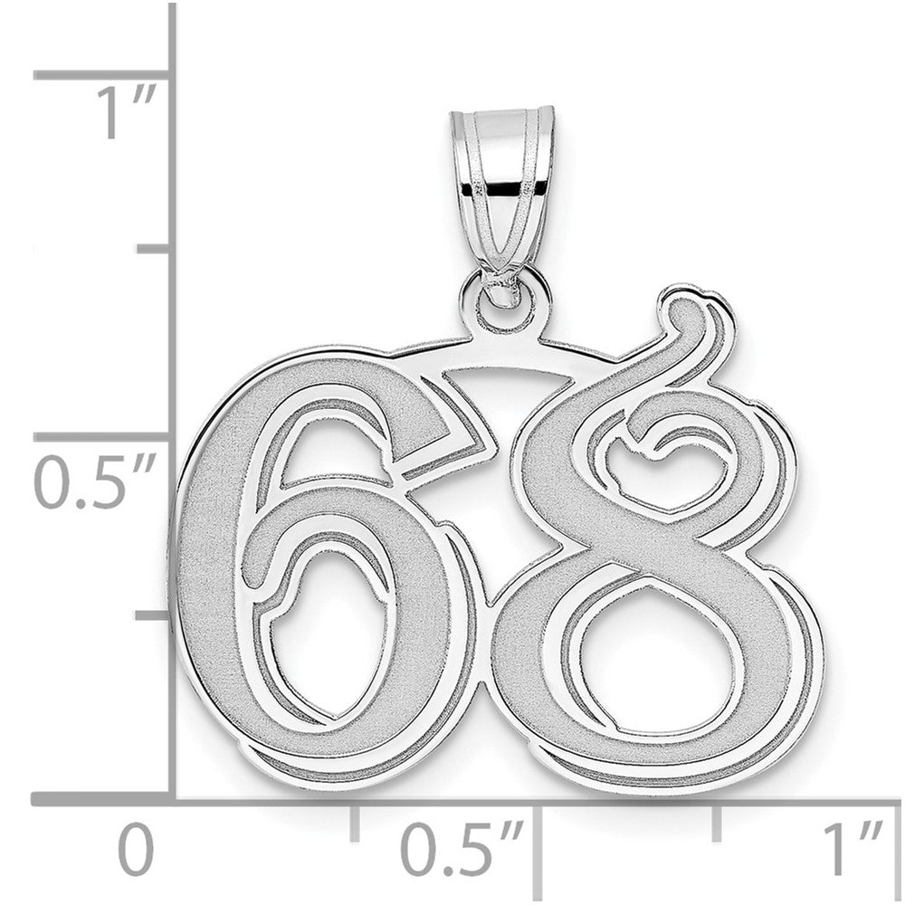 14kw Polished Etched Number 68 Pendant