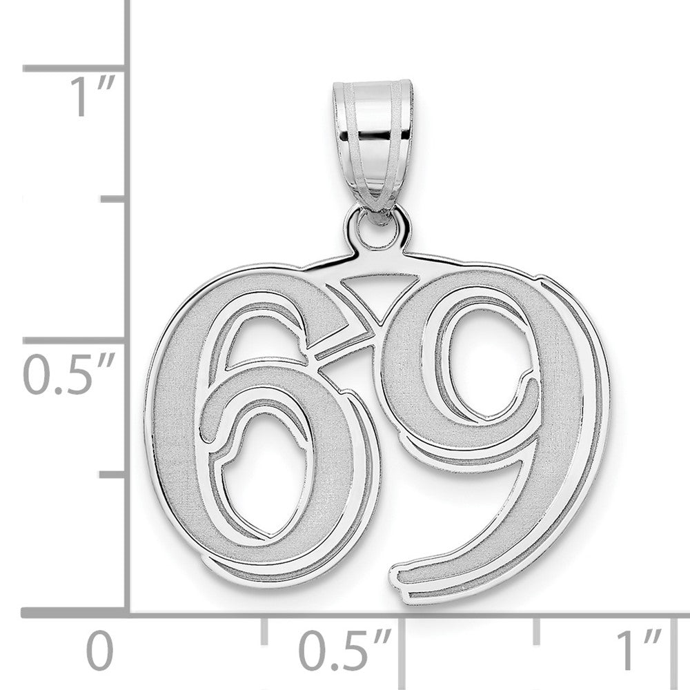 14kw Polished Etched Number 69 Pendant