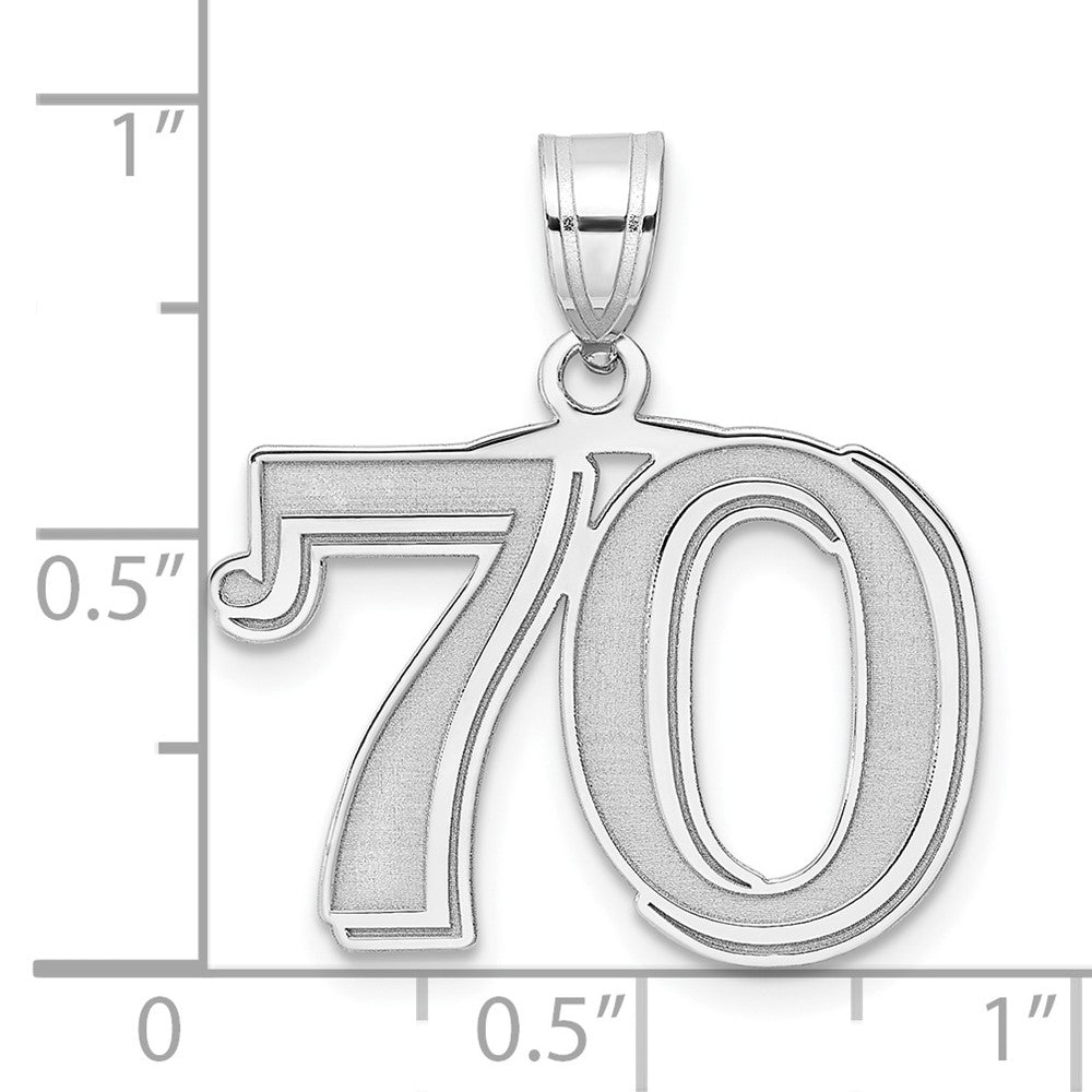 14kw Polished Etched Number 70 Pendant