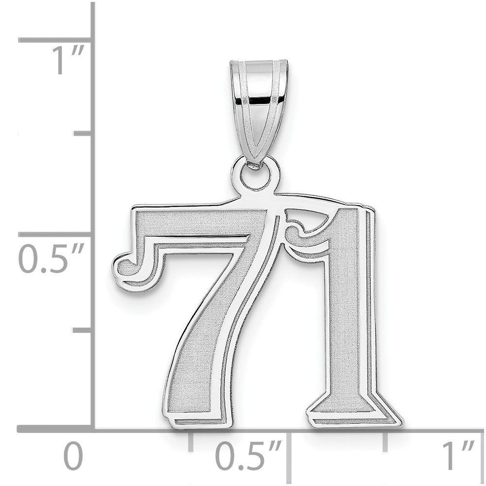 14kw Polished Etched Number 71 Pendant