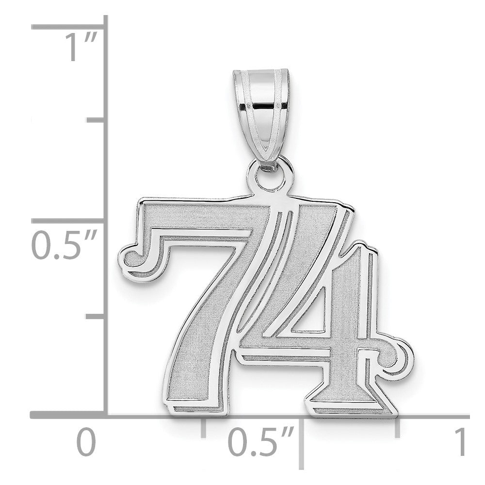 14kw Polished Etched Number 74 Pendant
