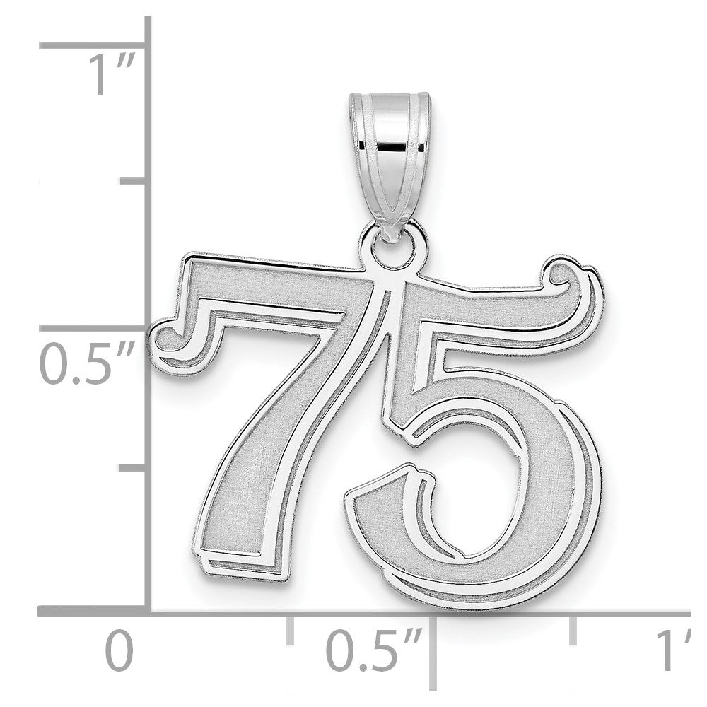 14kw Polished Etched Number 75 Pendant