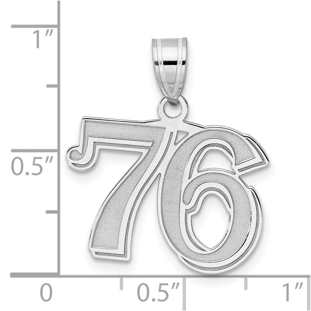 14kw Polished Etched Number 76 Pendant