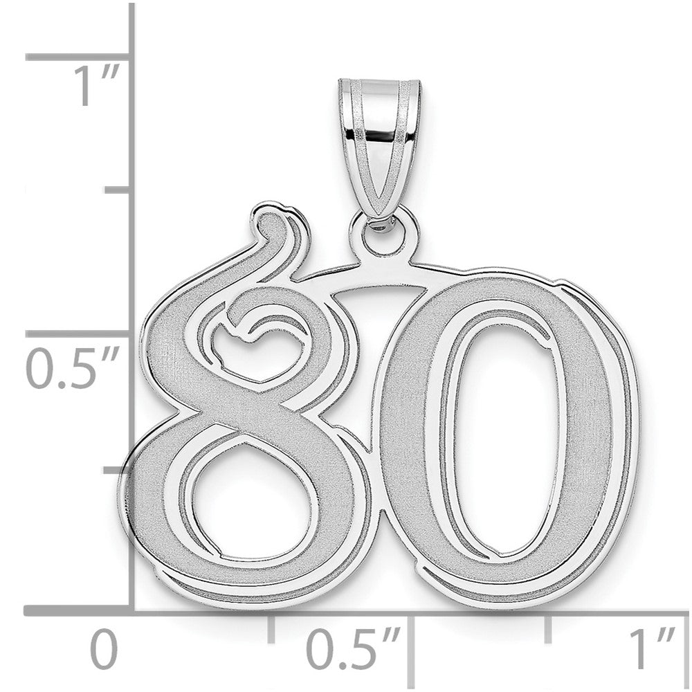 14kw Polished Etched Number 80 Pendant