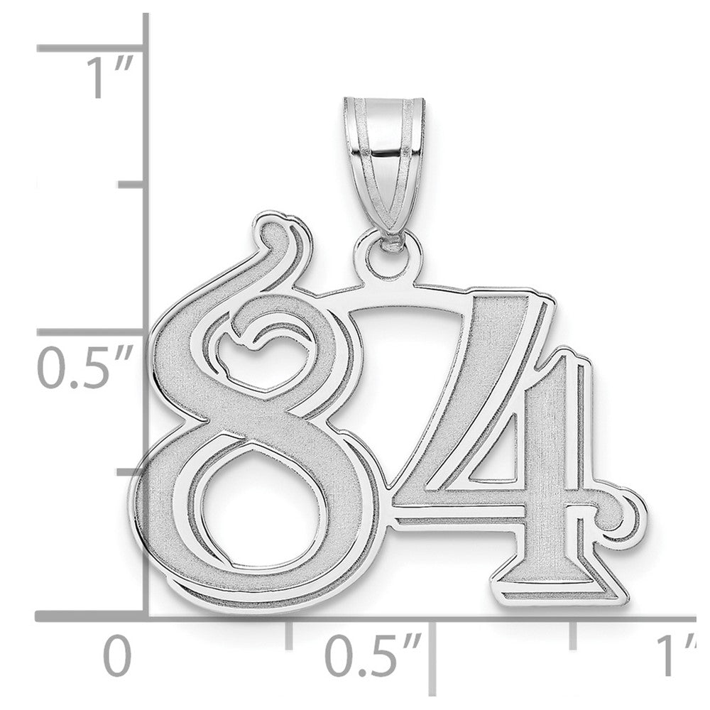 14kw Polished Etched Number 84 Pendant
