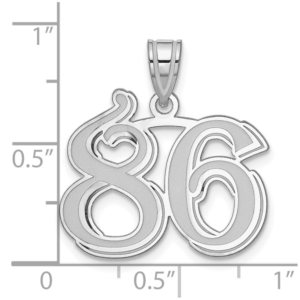 14kw Polished Etched Number 86 Pendant