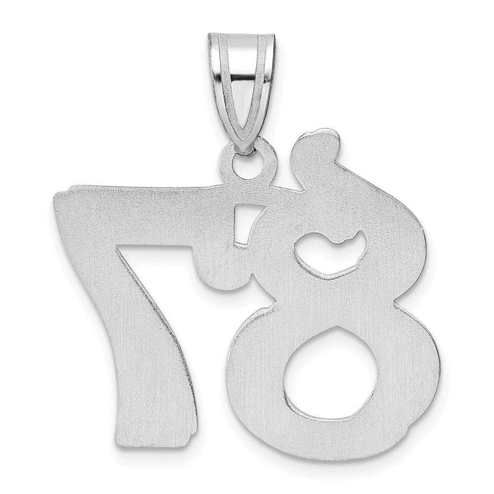 14kw Polished Etched Number 87 Pendant