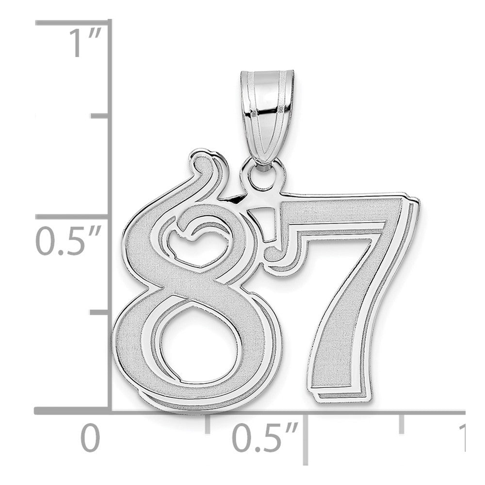 14kw Polished Etched Number 87 Pendant
