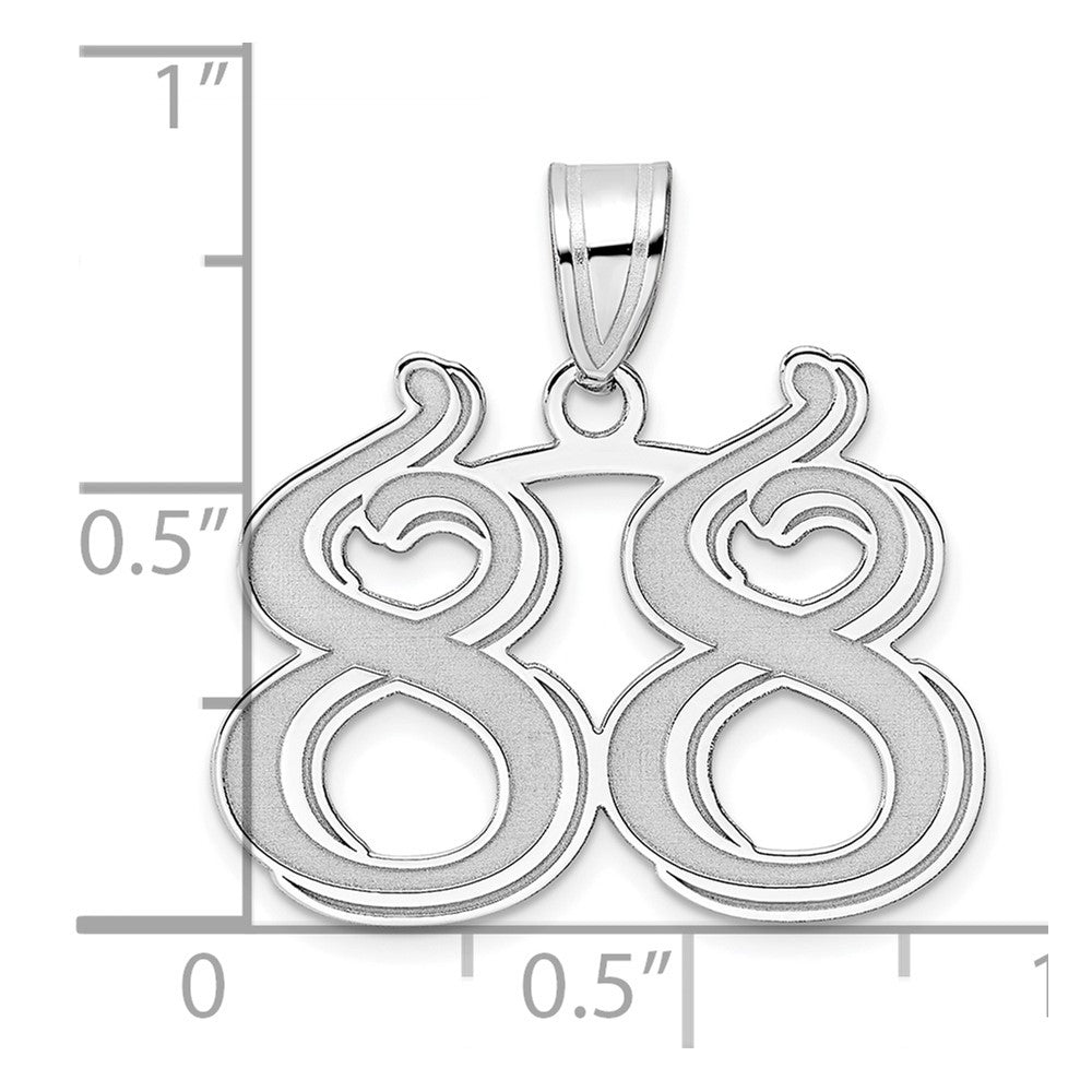 14kw Polished Etched Number 88 Pendant