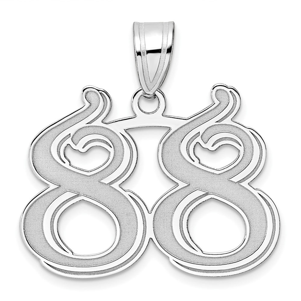 14kw Polished Etched Number 88 Pendant