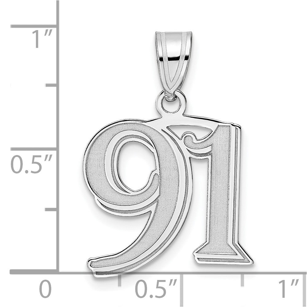 14kw Polished Etched Number 91 Pendant