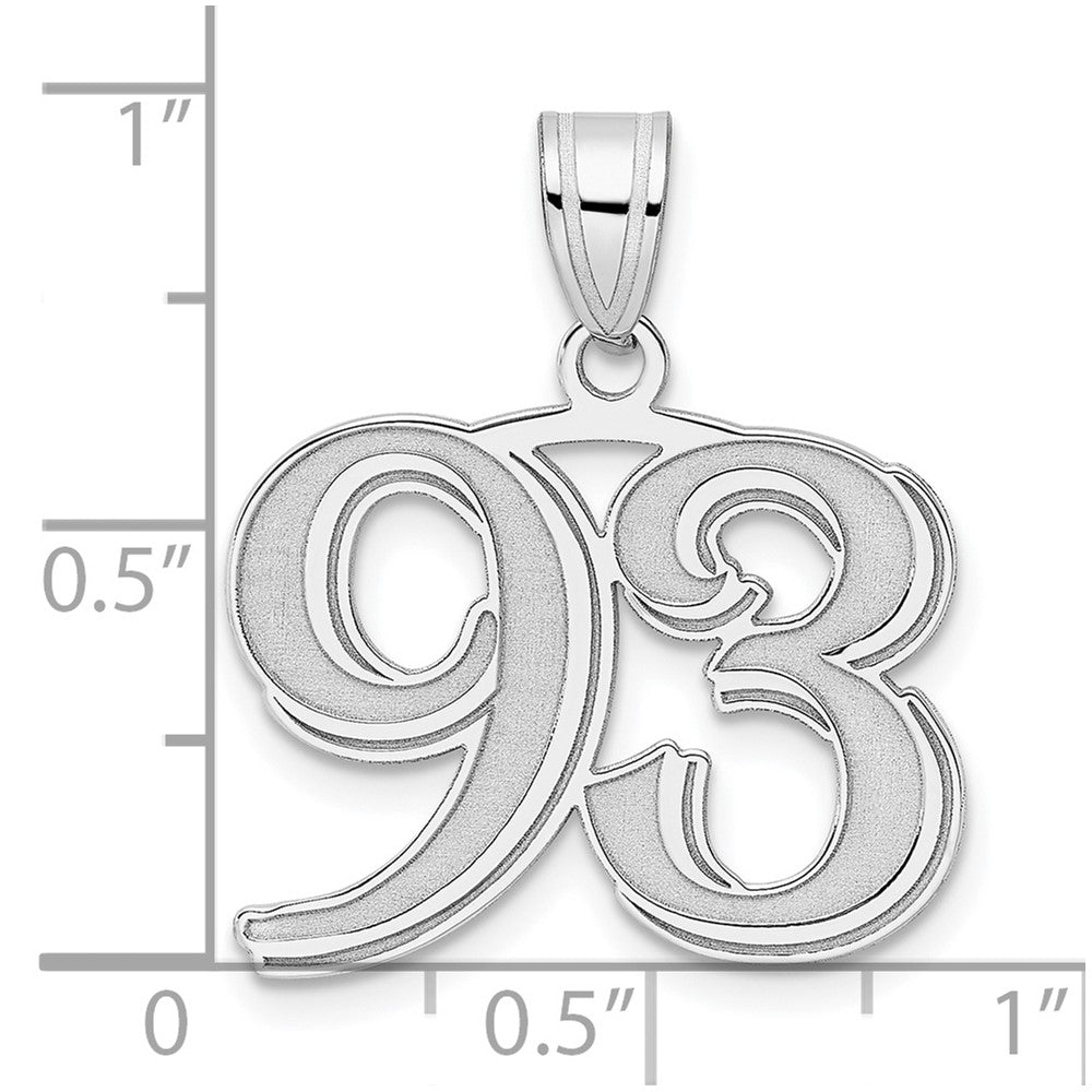 14kw Polished Etched Number 93 Pendant