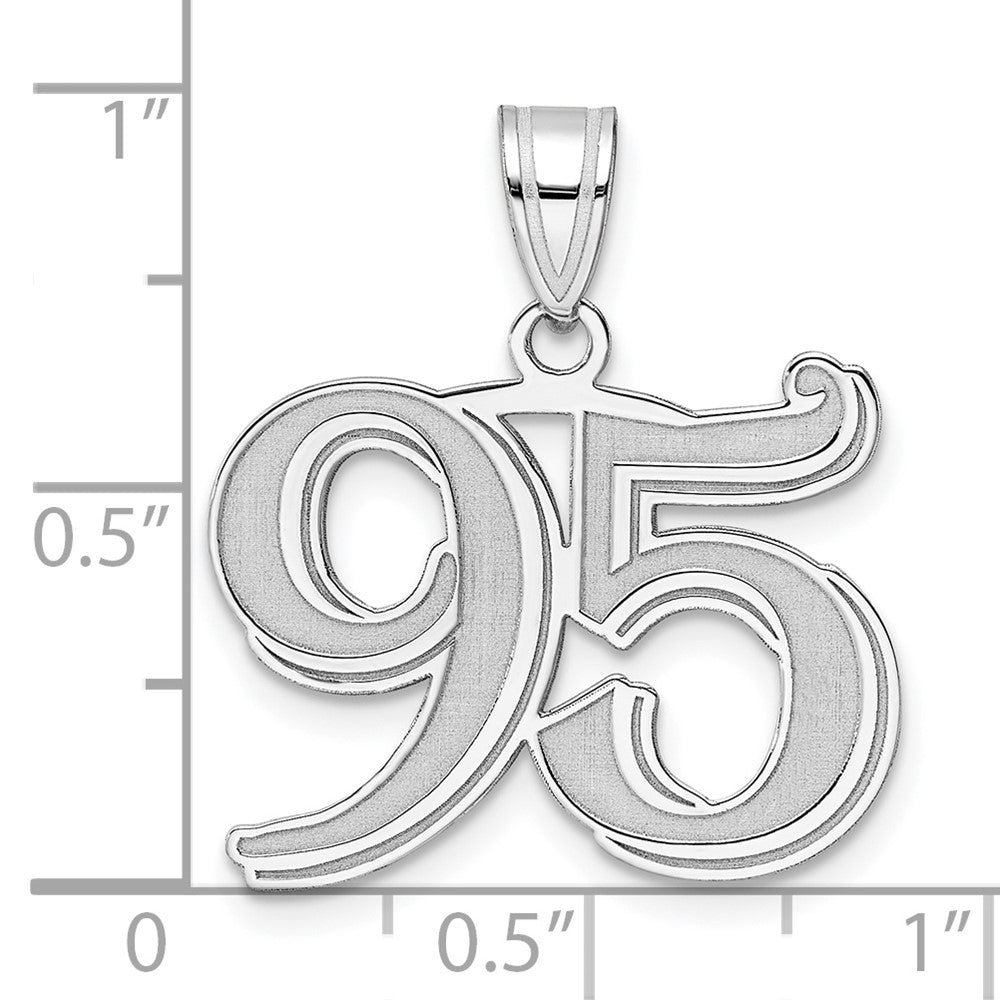 14kw Polished Etched Number 95 Pendant