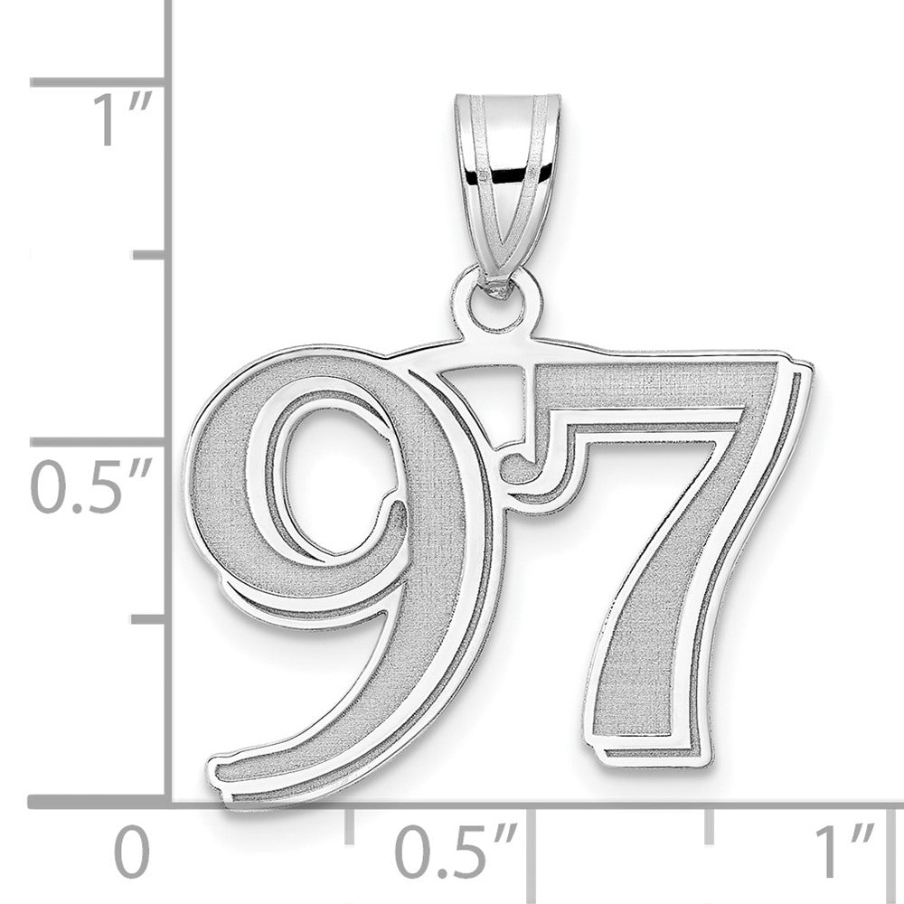 14kw Polished Etched Number 97 Pendant