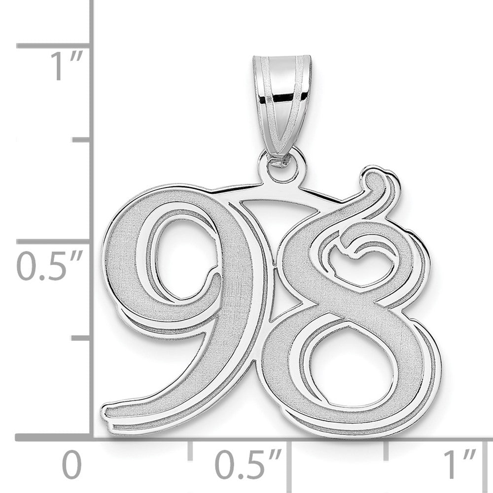 14kw Polished Etched Number 98 Pendant