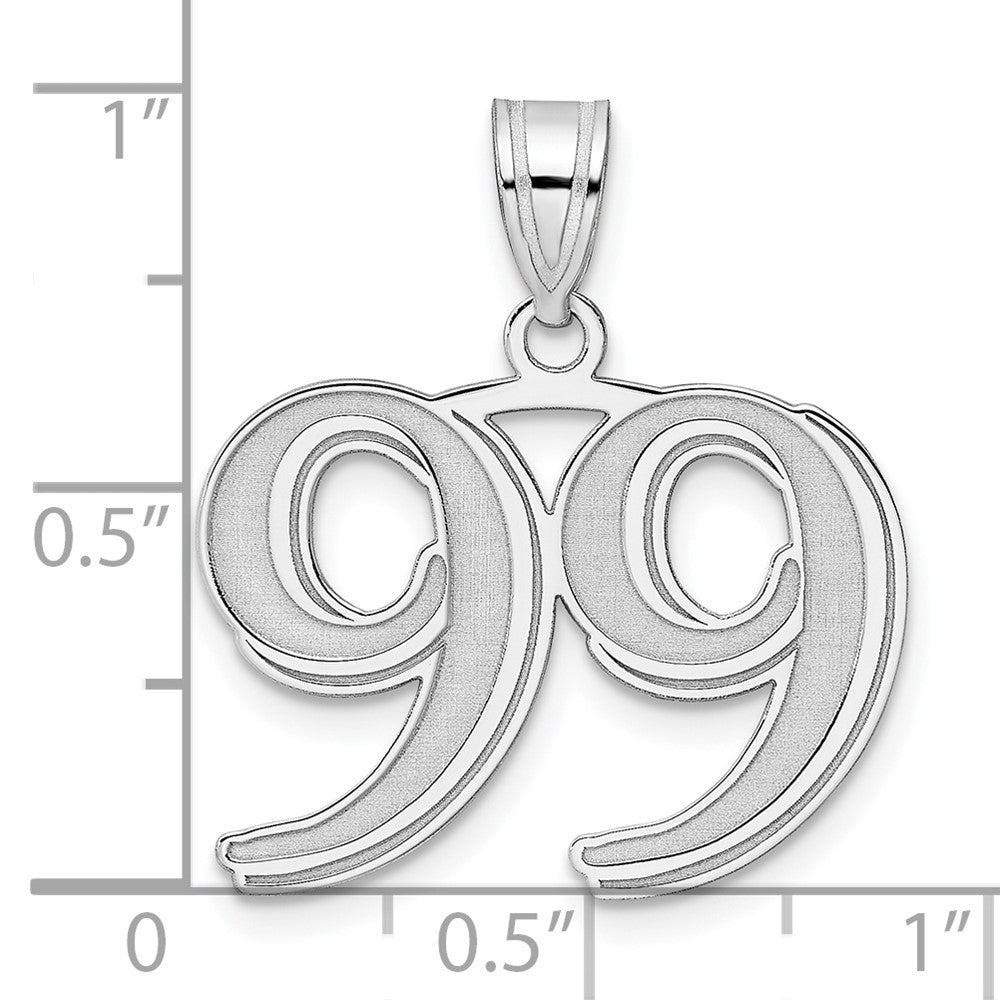 14kw Polished Etched Number 99 Pendant