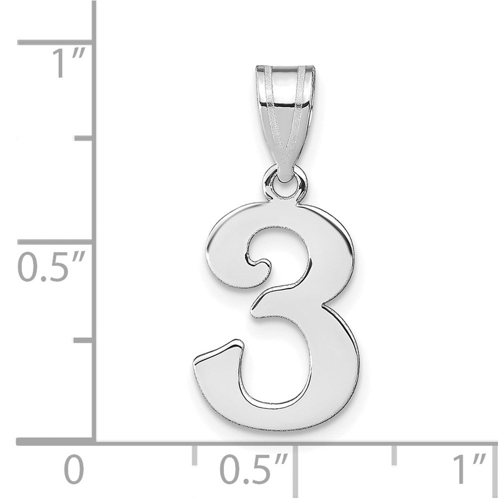 14kw Polished Number 3 Pendant
