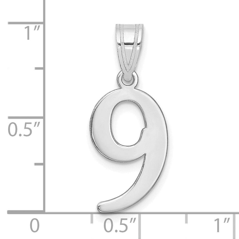 14kw Polished Number 9 Pendant