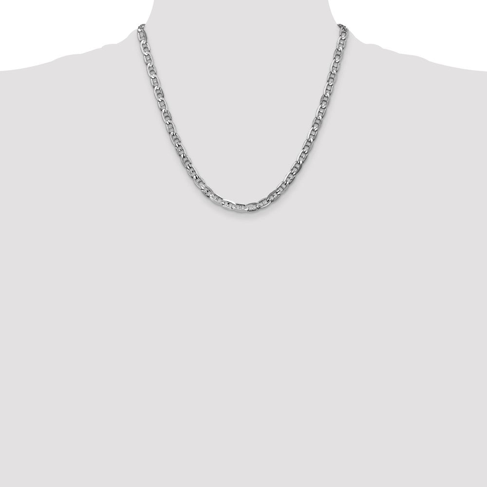 14K White Gold 20 inch 5.25mm Concave Anchor with Lobster Clasp Chain