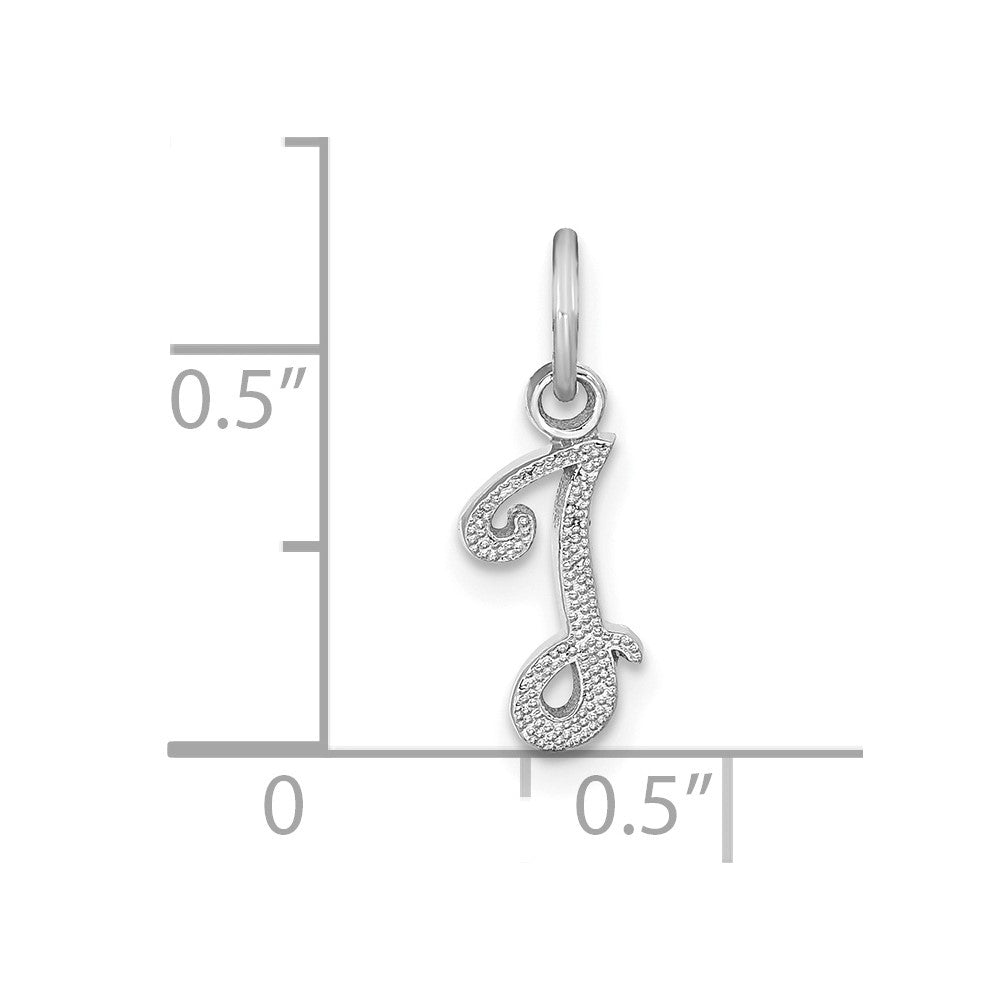 14KW White Gold Casted Script Letter I Initial Charm