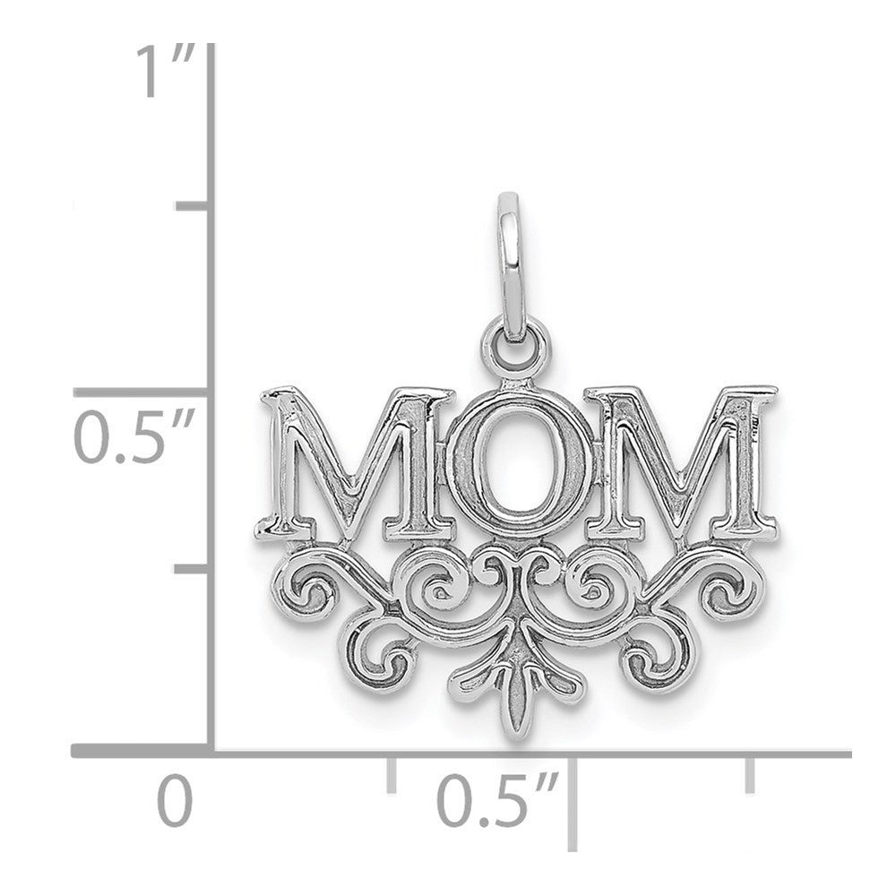 14k White Gold MOM Charm