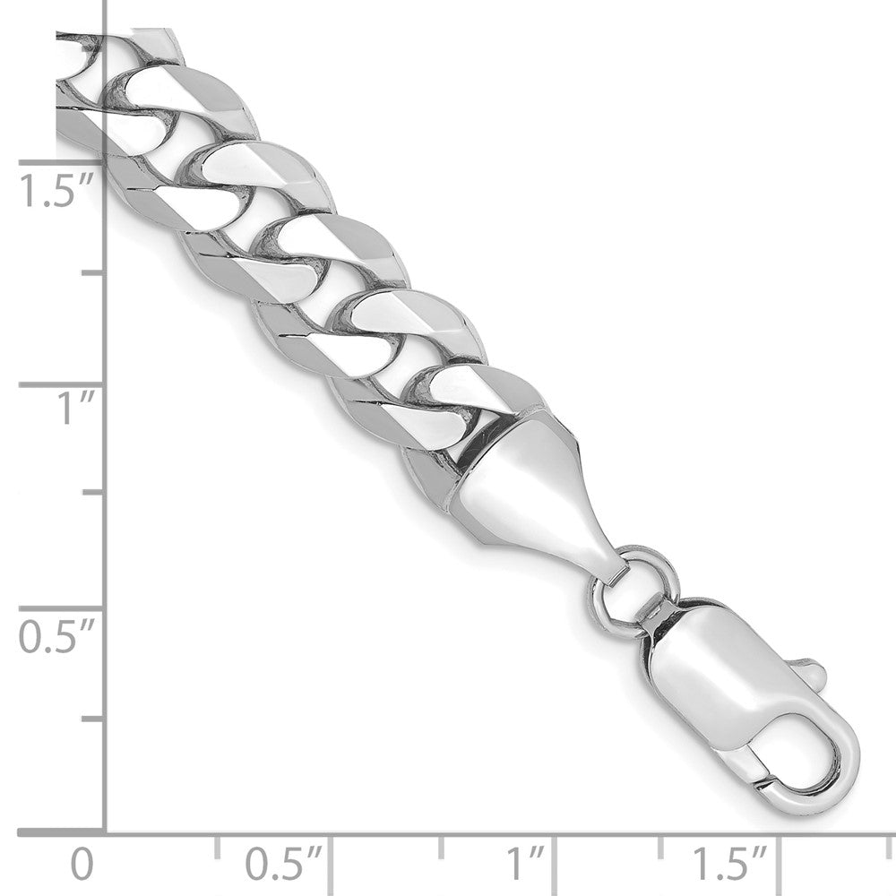 14K White Gold 9 inch 8.5mm Flat Beveled Curb with Lobster Clasp Chain