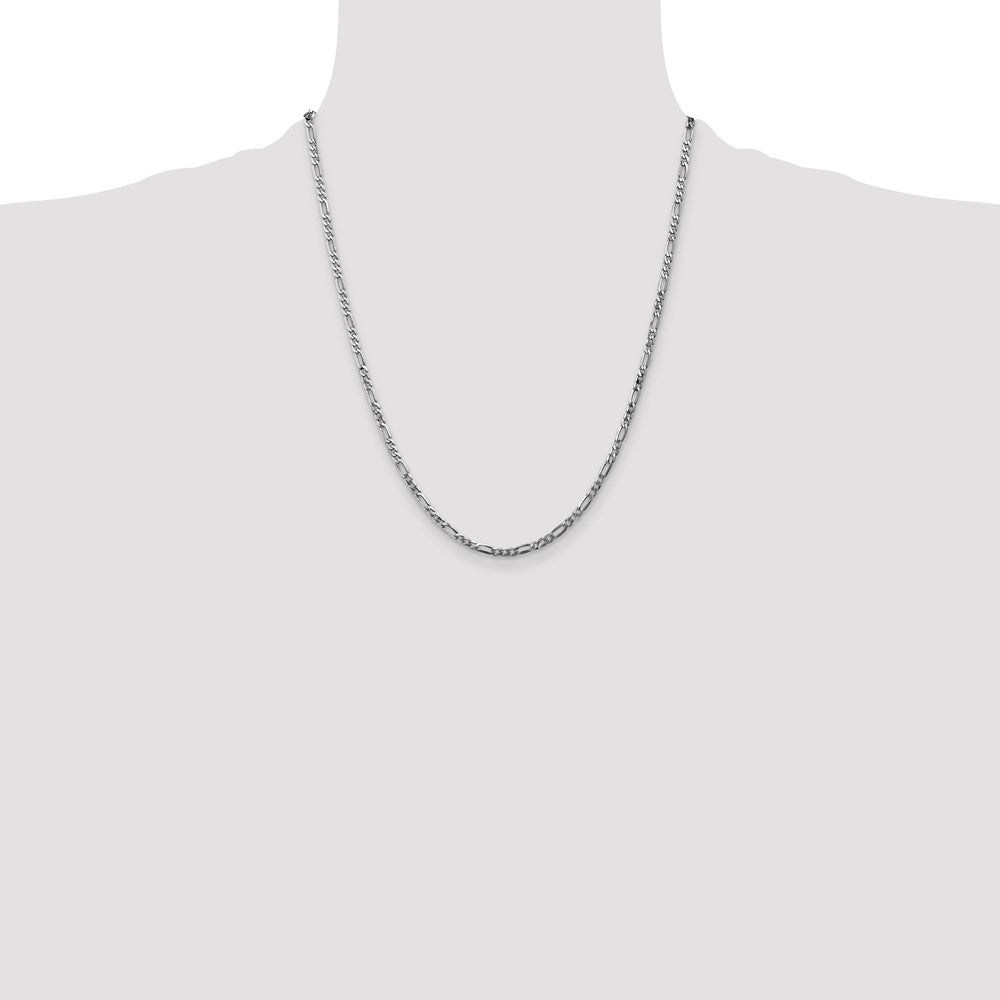 14K White Gold 22 inch 2.75mm Flat Figaro with Lobster Clasp Chain