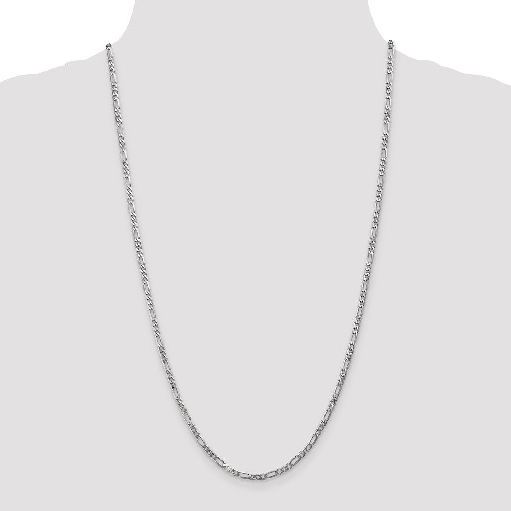 14K White Gold 20 inch 3mm Flat Figaro with Lobster Clasp Chain