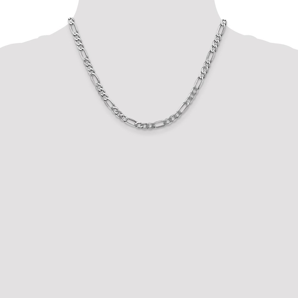 14K White Gold 18 inch 5.5mm Flat Figaro with Lobster Clasp Chain