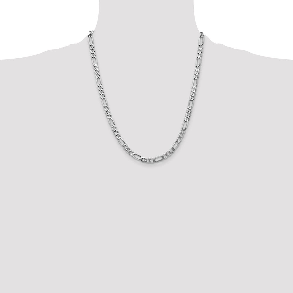 14K White Gold 22 inch 5.5mm Flat Figaro with Lobster Clasp Chain