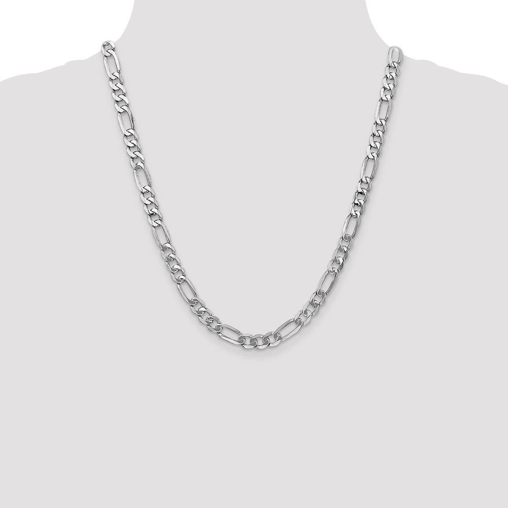 14K White Gold 22 inch 7mm Flat Figaro with Lobster Clasp Chain