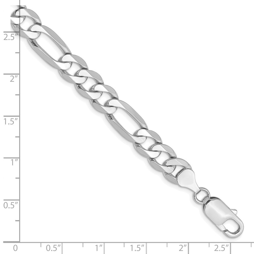 14K White Gold 9 inch 7.5mm Flat Figaro with Lobster Clasp Chain