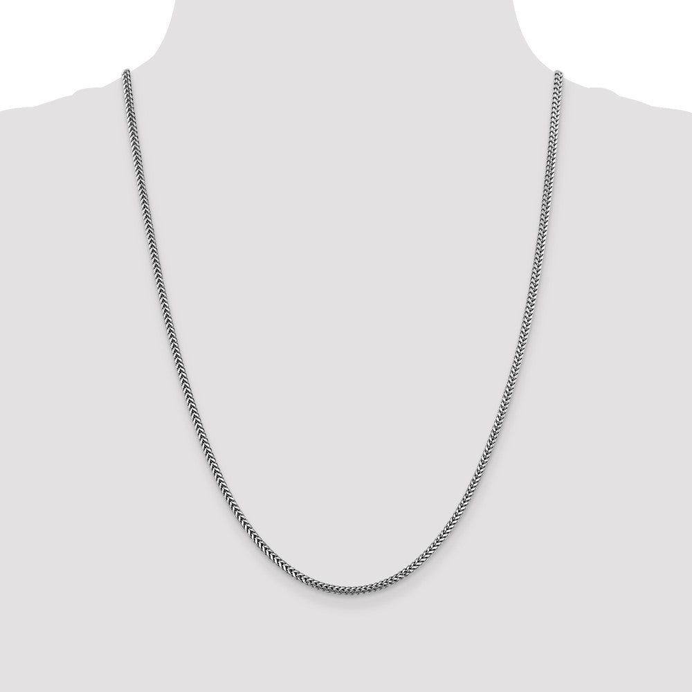 14K White Gold 24 inch 2.3mm Franco with Lobster Clasp Chain