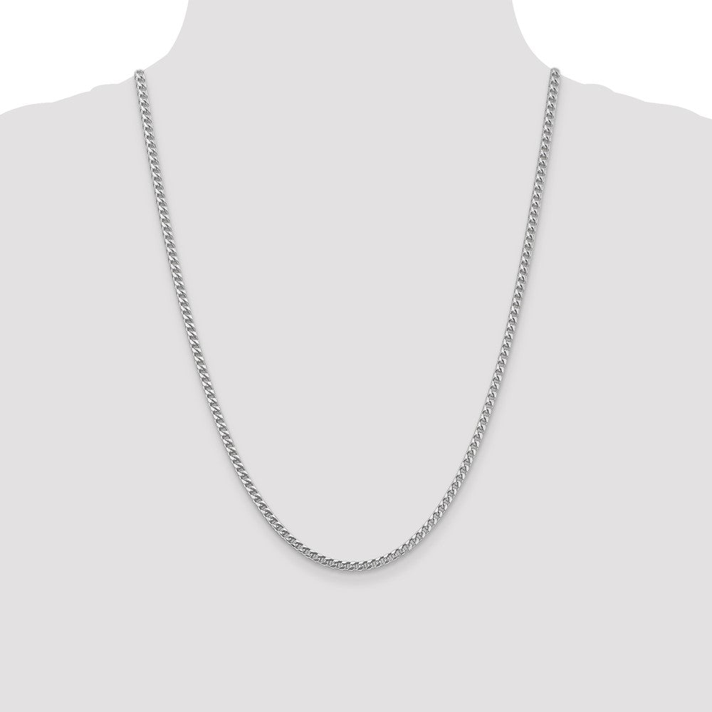14K White Gold 24 inch 3mm Franco with Fancy Lobster Clasp Chain