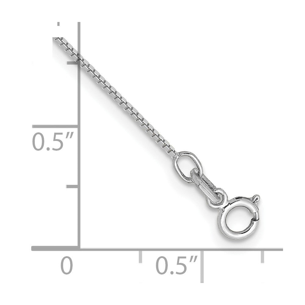 14K White Gold 10 inch .7mm Box with Spring Ring Clasp Anklet