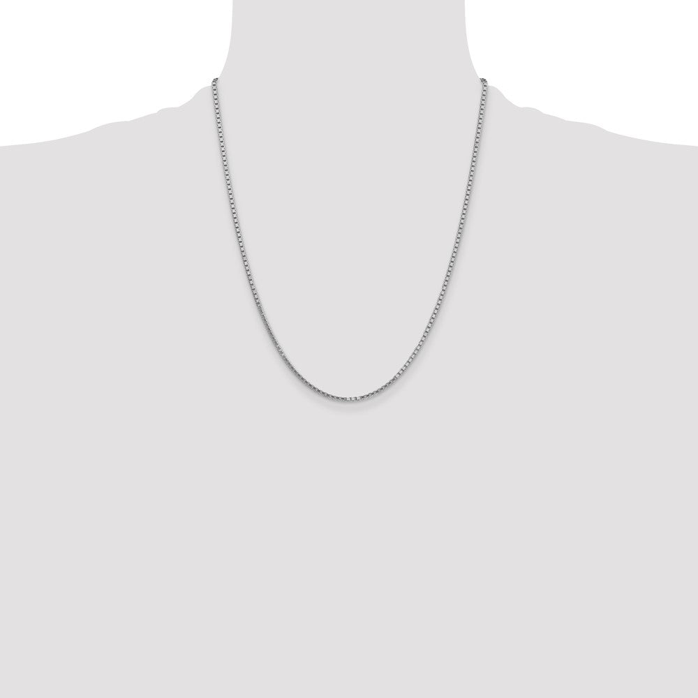 14K White Gold 22 inch 1.9mm Box with Lobster Clasp Chain
