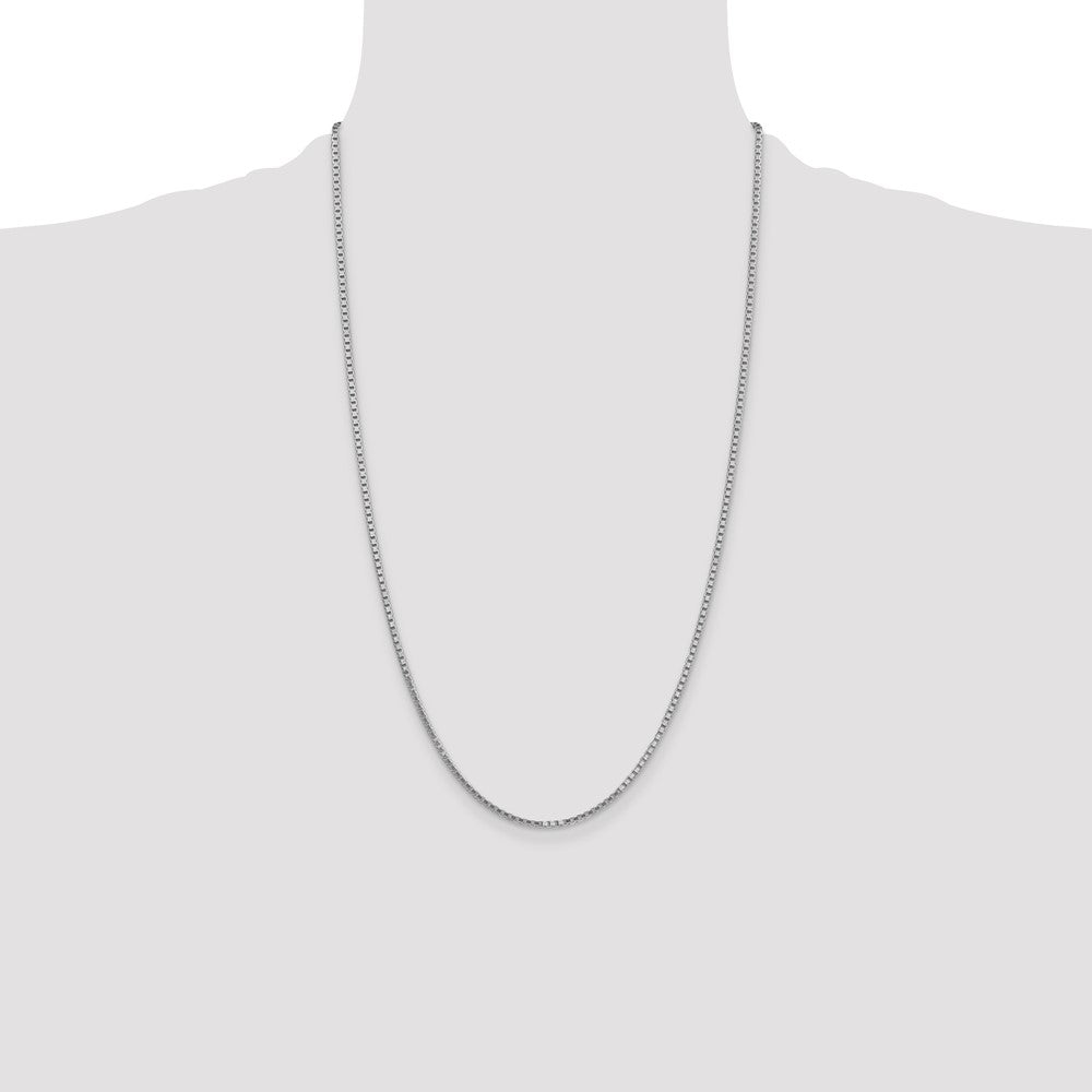 14K White Gold 26 inch 1.9mm Box with Lobster Clasp Chain
