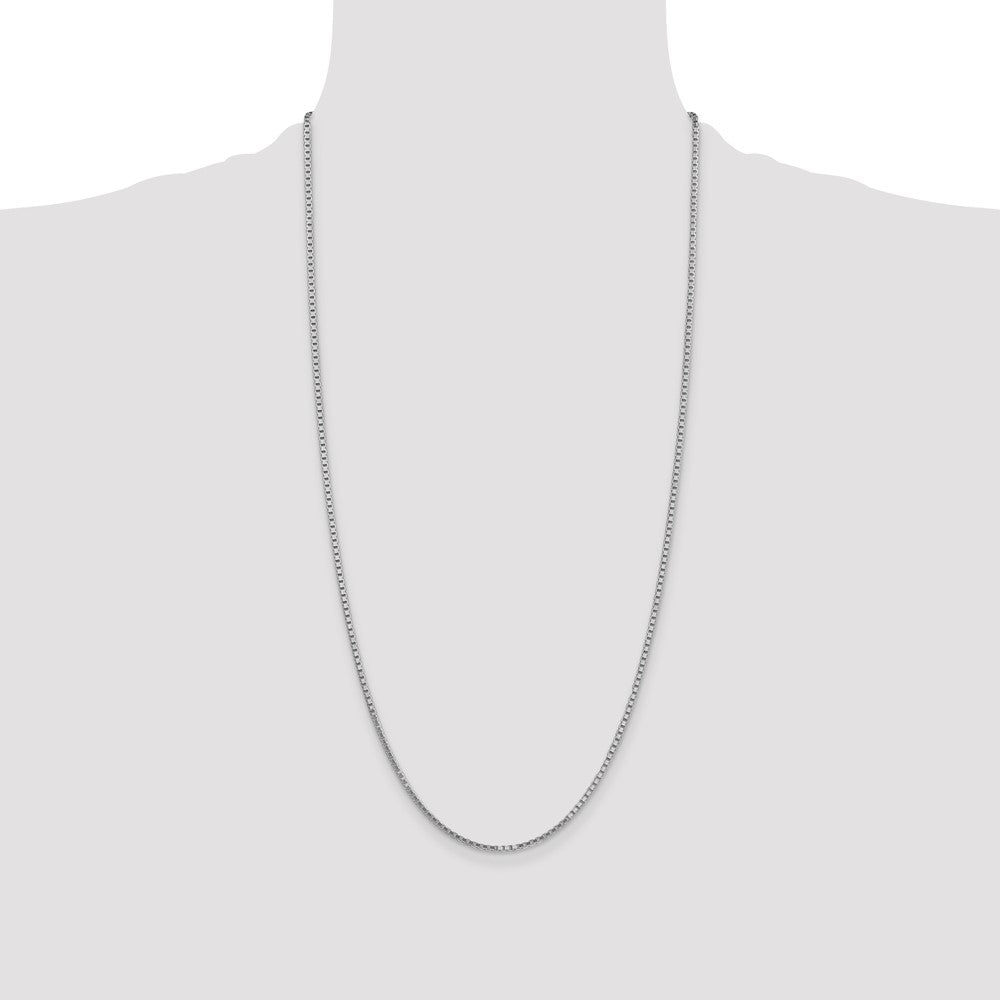 14K White Gold 28 inch 1.9mm Box with Lobster Clasp Chain
