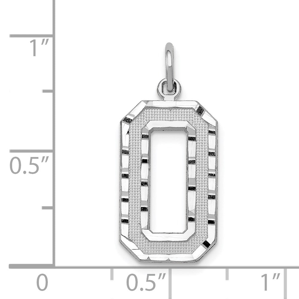 14kw Large Brushed Diamond-cut Number 0 Charm
