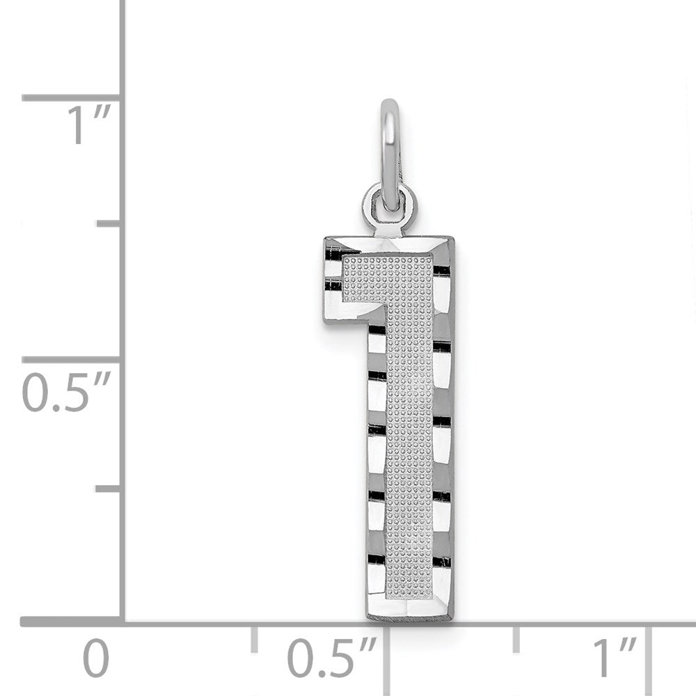 14kw Large Brushed Diamond-cut Number 1 Charm