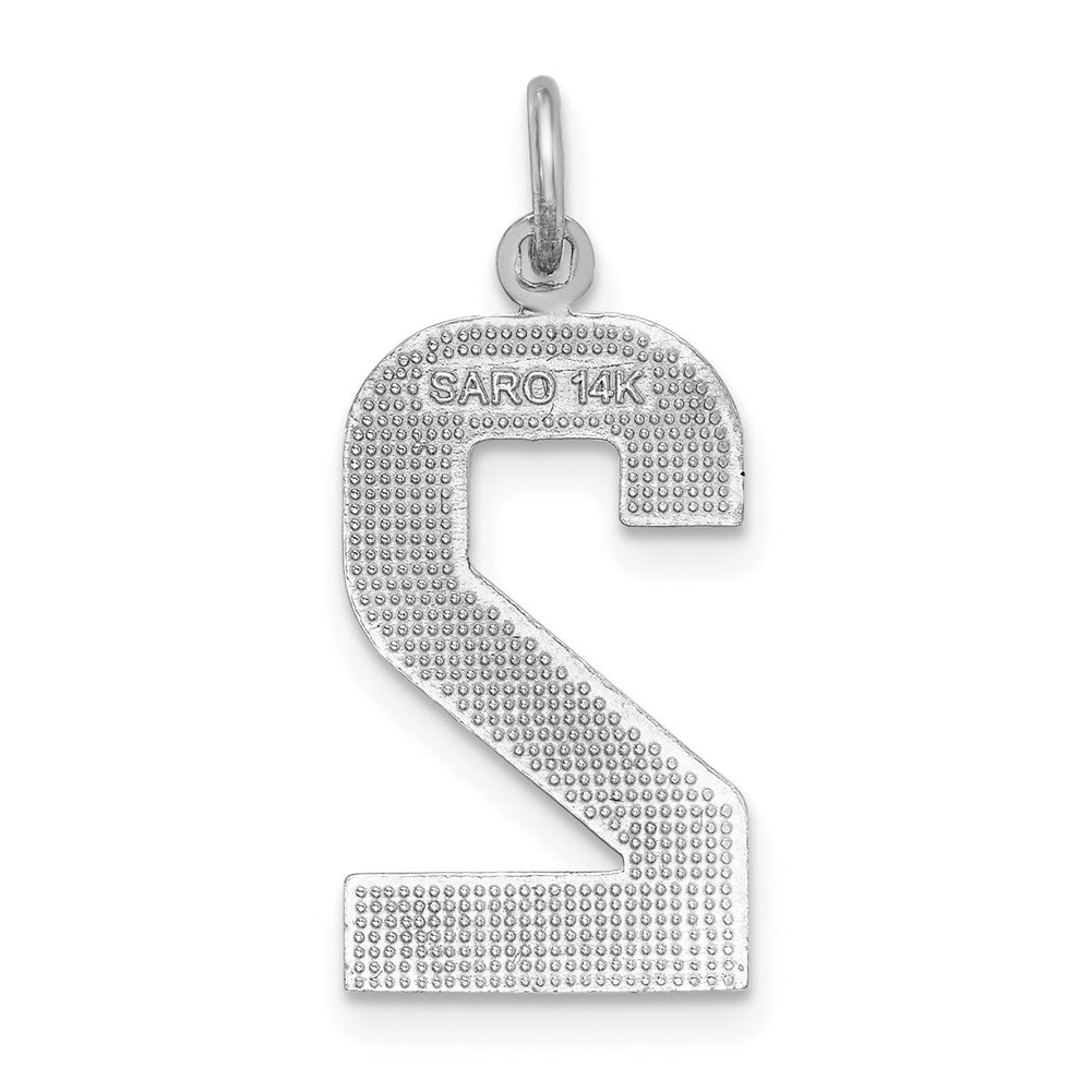 14kw Large Brushed Diamond-cut Number 2 Charm